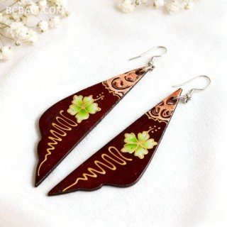 Handcrafted Painting Wood Earrings Made in Bali